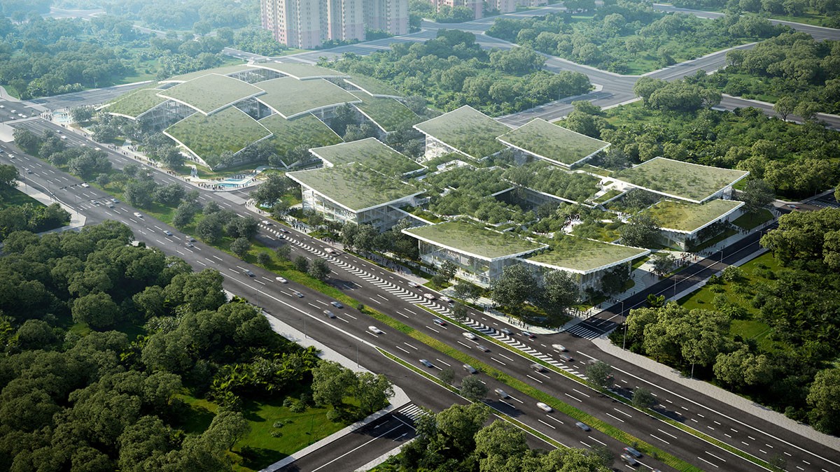 Bjarke Ingels projeta mini cidade para servir de sede à empresa de tecnologia na China (Foto: Bjarke Ingels Group)
