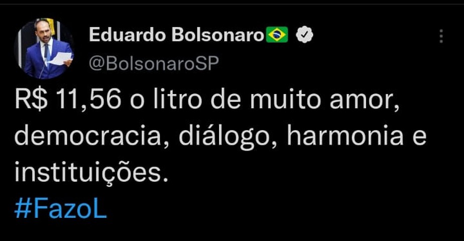 Eduardo Bolsonaro compartilhou notícia de 2022 como sendo atual