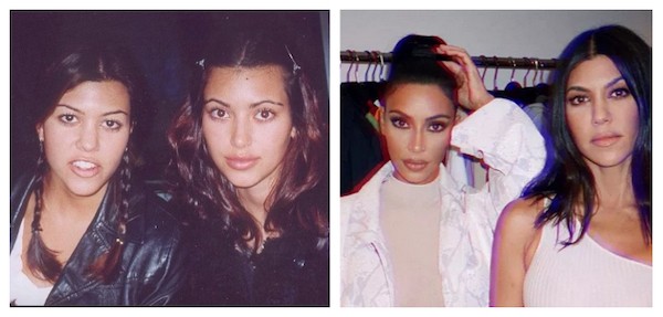 Ontem e hoje: as irmãs socialites Kim Kardashian e Kourtney Kardashian (Foto: Instagram)