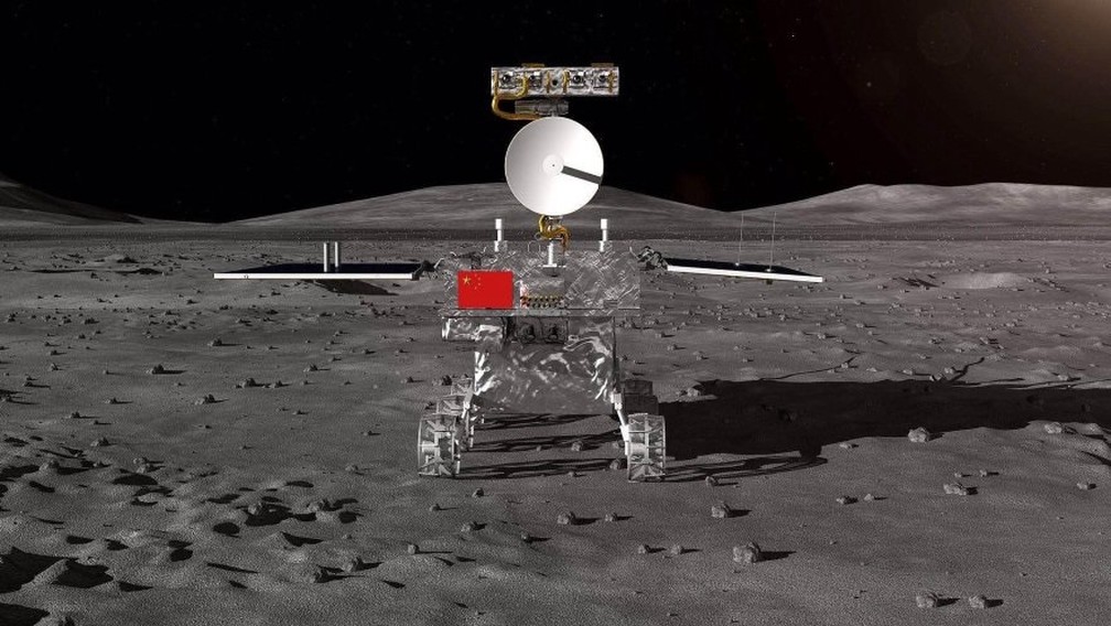Imagem mostra pouso da sonda lunar Chang'e-4 — Foto: Reprodução/Twitter