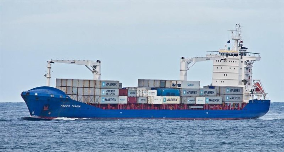 Navio entrou em quarentena no Porto de Santos após ter dois casos de Covid-19 a bordo — Foto: Reprodução/Marine Traffic