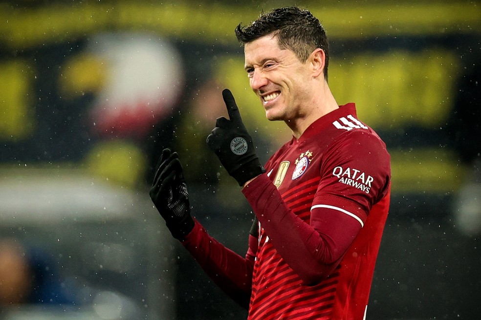 Lewandowski comemora gol pelo Bayern de Munique  Foto: Friedemann Vogel/EFE