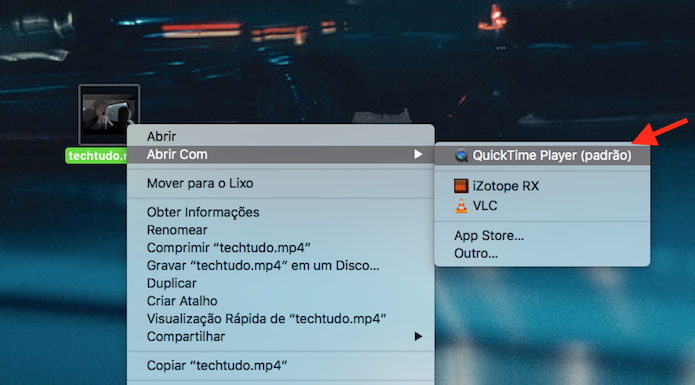 Iniciando um vídeo no Quicktime do Mac OS (Foto: Reprodução/Marvin Costa)