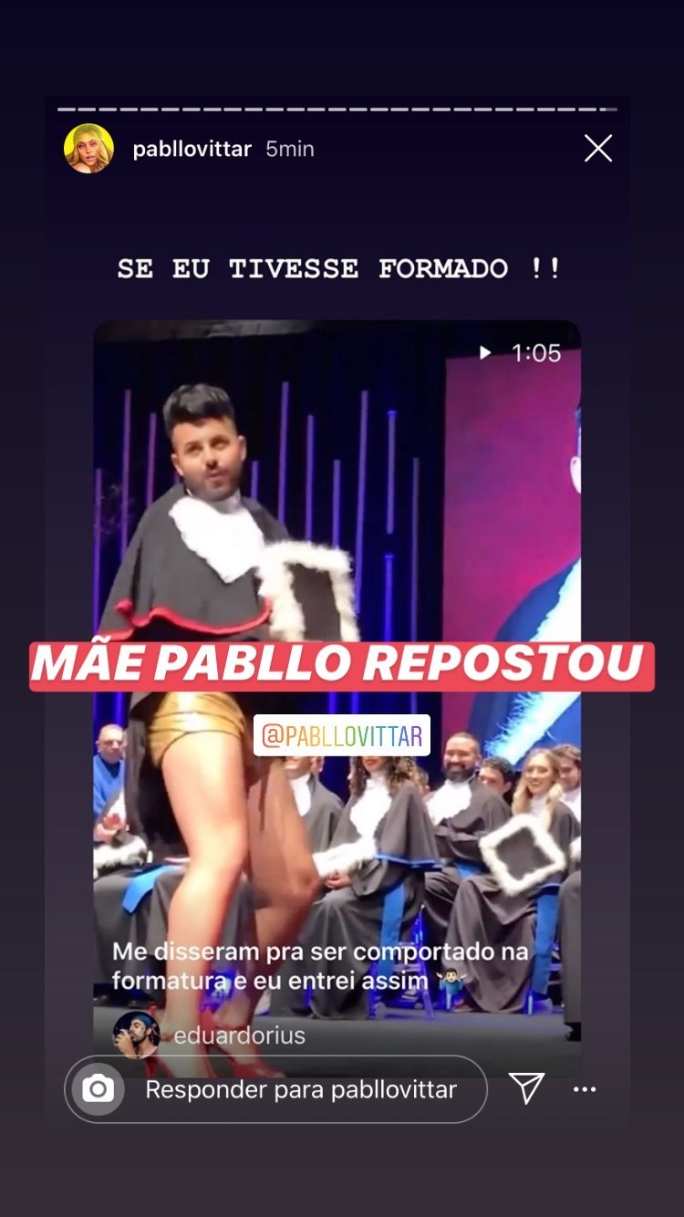 Pabllo Vittar comenta vídeo de Eduardo Rius (Foto: Reprodução / Instagram)