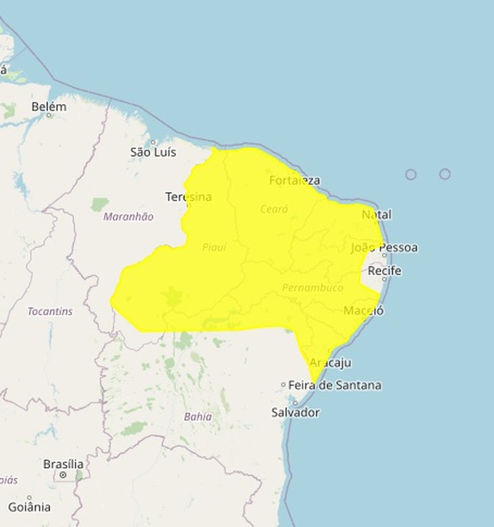 Chuvas v&atilde;o atingir todos os munic&iacute;pios do Rio Grande do Norte &mdash; Foto: Divulga&ccedil;&atilde;o/Inmet