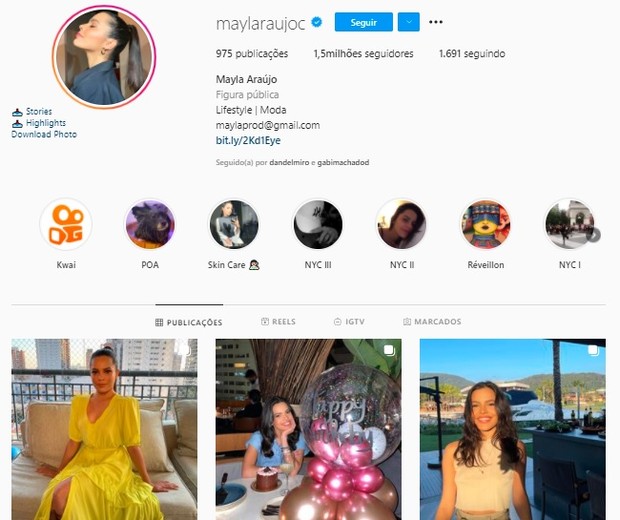 Mayla não faz posts com a gêmea, Emilly (Foto: Reprodução/Instagram)