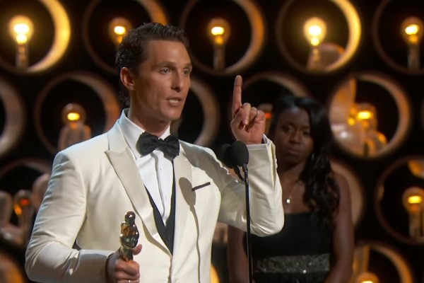 O agradecimento do ator Matthew McConaughey no Oscar de 2014 (Foto: Reprodução)