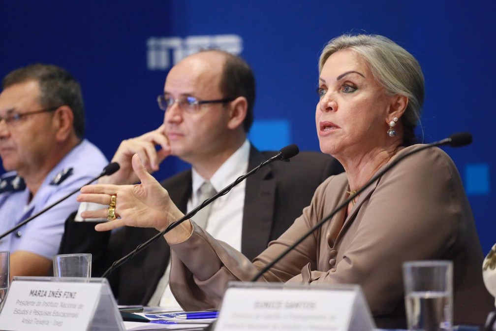 Maria Inês Fini, presidente do Inep, em entrevista coletiva na quarta-feira (31), em Brasília — Foto: André Nery/MEC