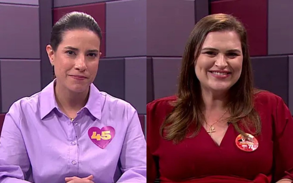 Raquel Lyra (PSDB) e Marília Arraes (Solidariedade) durante entrevistas ao g1 — Foto: Reprodução/g1