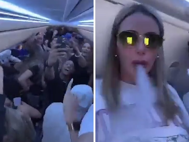 Sem máscara, passageiros de voo privado promoveram festa no ar com uso de bebidas alcóolicas e cigarros eletrônicos (Foto: Reprodução)