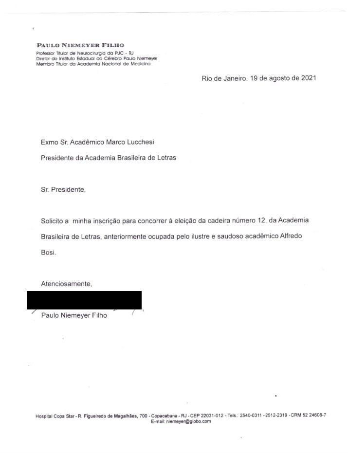 A carta de Paulo Niemeyer