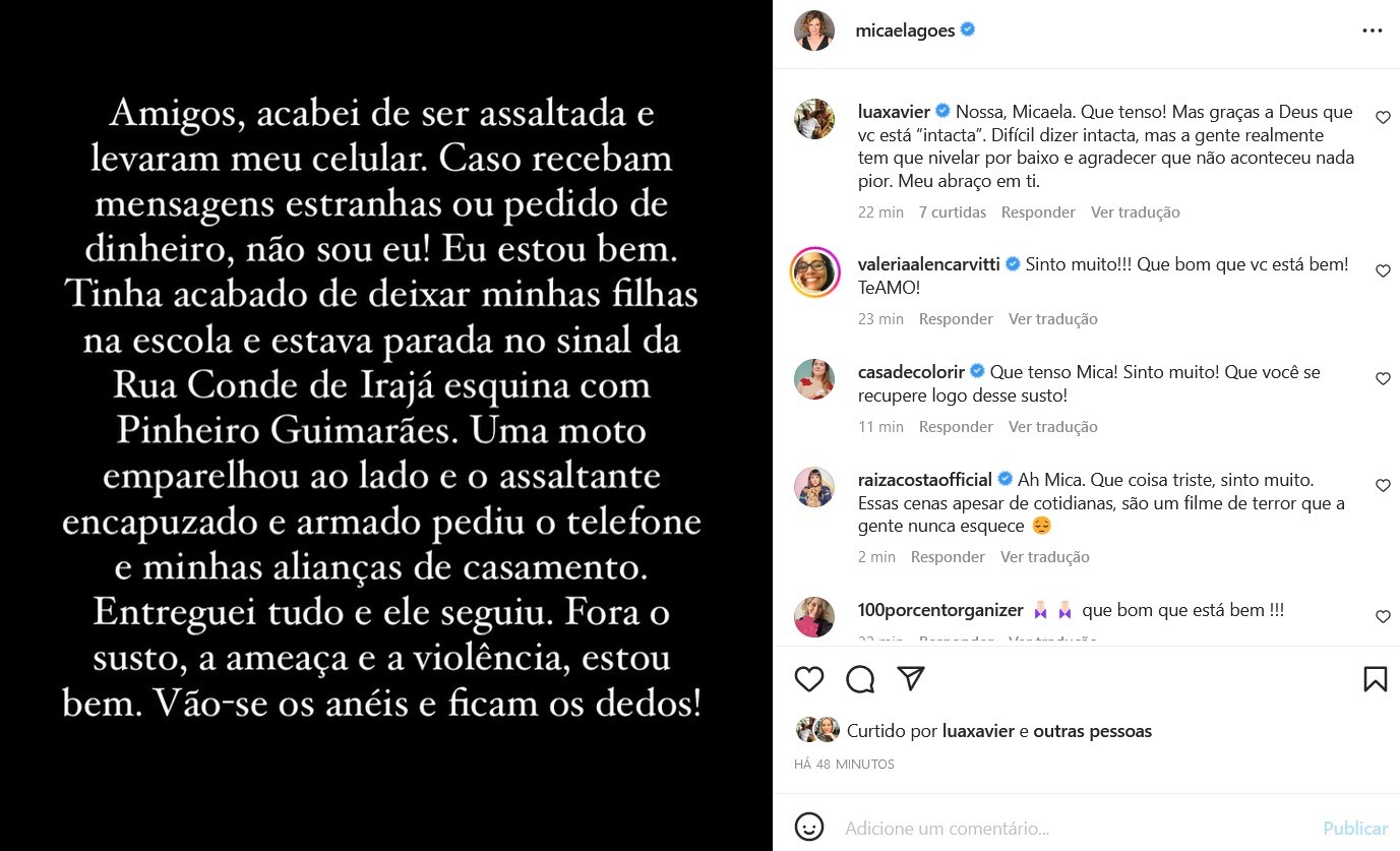 Micaela Góes é assaltada por bandido de moto na Zona Sul do Rio ...