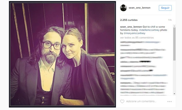 Sean Ono Lennon publica foto ao lado de Stella McCartney (Foto: Reprodução/Instagram/sean_ono-_lennon)