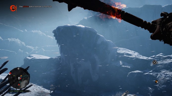 Far Cry Primal: derrube as plataformas de gelo sobre o animal (Foto: Reprodução/Victor Teixeira)