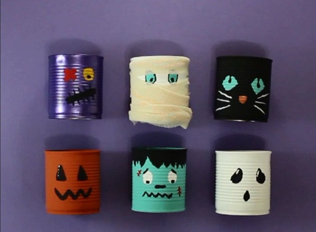 Especial Halloween: Com um pouco de tinta, latas se transformam em monstros para decorar a casa para o dia das bruxas (Foto: Casa e Jardim)