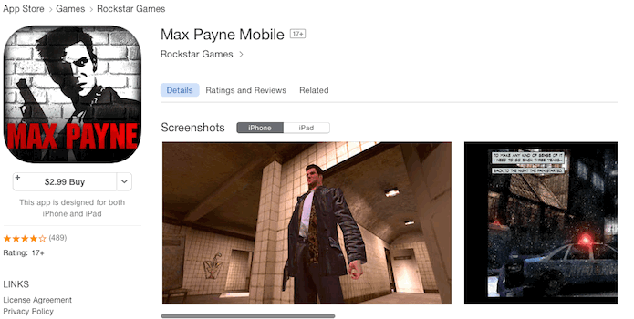 Max Payne Mobile pode ser baixado na App Store norte-americana (Foto: Reprodução/Victor Teixeira)