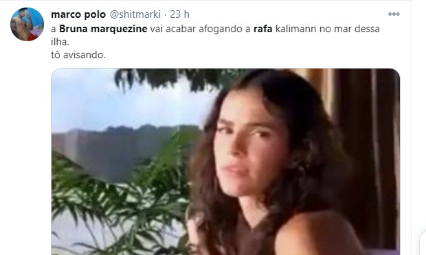 Pessoas comentam suposto mal-estar entre Rafa Kalimann e Bruna Marquezine (Foto: Reprodução/Twitter)