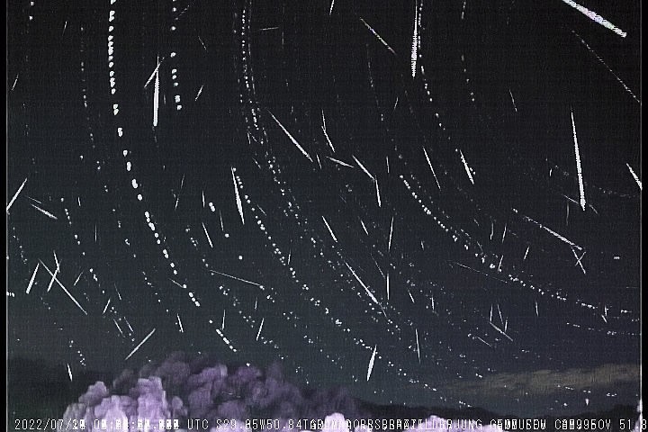 Registros feitos pela câmera de  monitoramento de meteoros no GEO Museu em Gramado (Foto: Fernando Jung/ Observatório Espacial Heller & Jung )