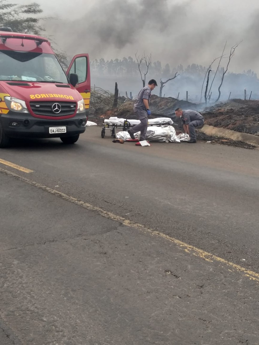 Incêndio na SP-284, em Martinópolis — Foto: Cláudio da Ponte