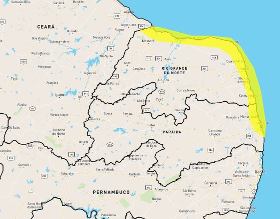 Inmet emite alerta de acumulado de chuvas para Natal e mais 34 cidades no RN &mdash; Foto: Reprodu&ccedil;&atilde;o