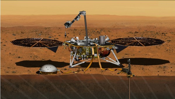 Modelo do InSight, que seria enviado a Marte em 2016 (Foto: NASA JET PROPULSION LABORATORY / via SCIENCEMAG)