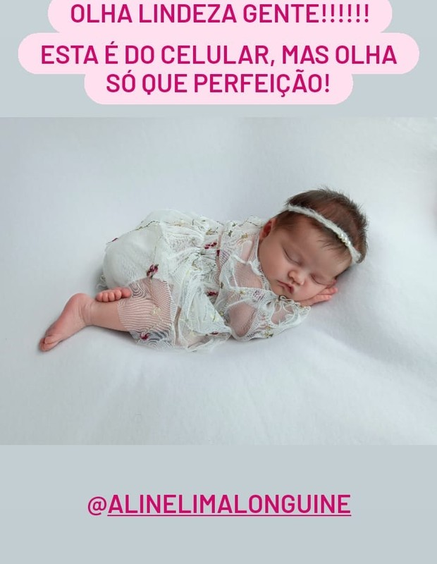 Sophia, filha de Aline Lima e Rafael Longuine, estrela ensaio newborn (Foto: Reprodução/Instagram)