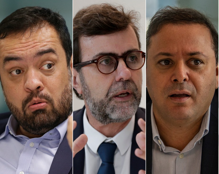 Da esquerda para a direita, o governador Cláudio Castro, o deputado Marcelo Freixo, o ex-prefeito Rodrigo Neves e o advogado Felipe Santa Cruz: pré-candidatos ao governo do Rio