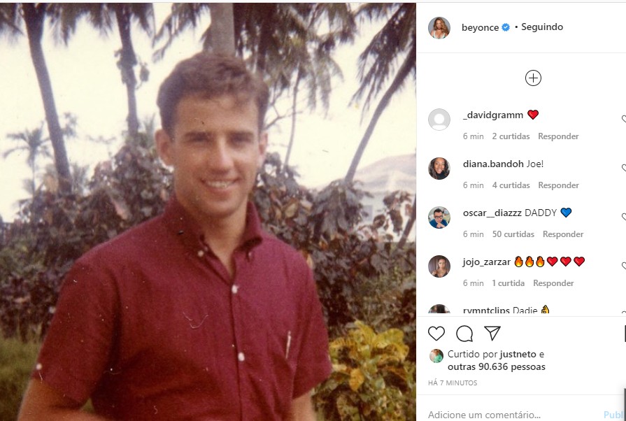 Beyoncé posta foto de Joe Biden, eleito presidente americano (Foto: Reprodução Twitter e Reprodução Instagram)