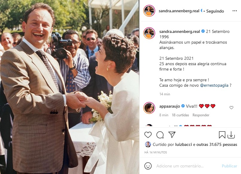 Ernesto Paglia e Sandra Annenberg (Foto: Reprodução/Instagram)