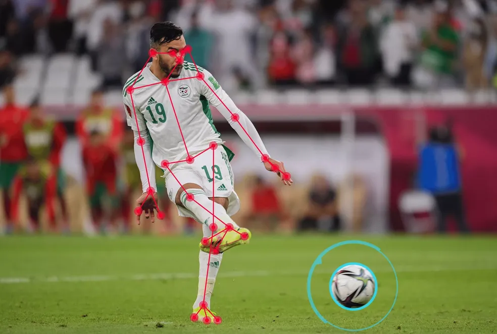 Nova tecnologia consegue captar o posicionamento do corpo do jogador e a trajet&oacute;ria da bola &mdash; Foto: Divulga&ccedil;&atilde;o/FIFA