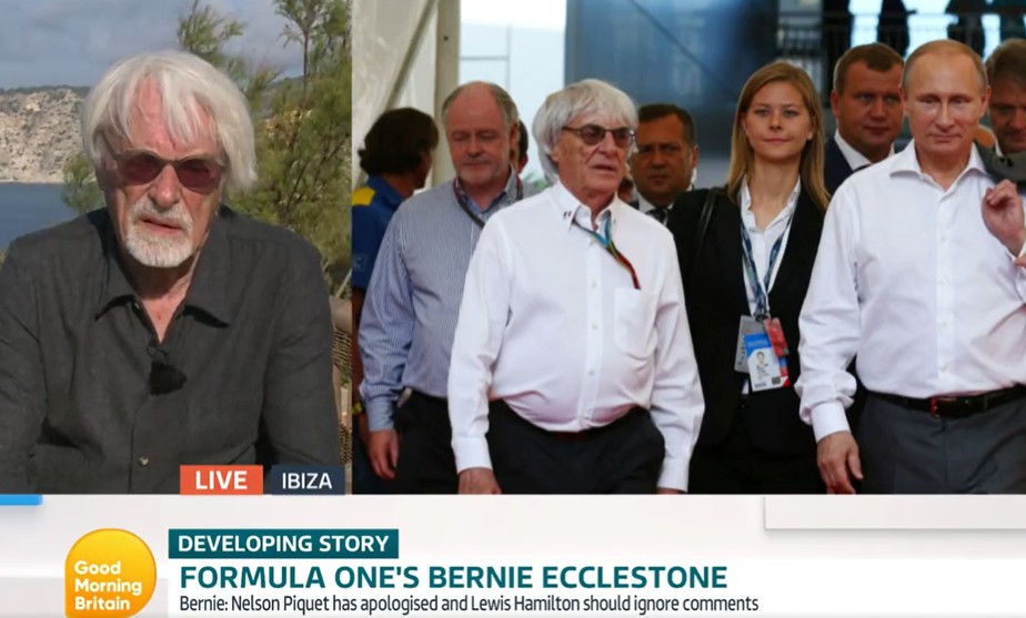 Ex-chefe da Fórmula 1 Bernie Ecclestone em entrevista ao 'Good Morning Britain', na qual defendeu Vladimir Putin