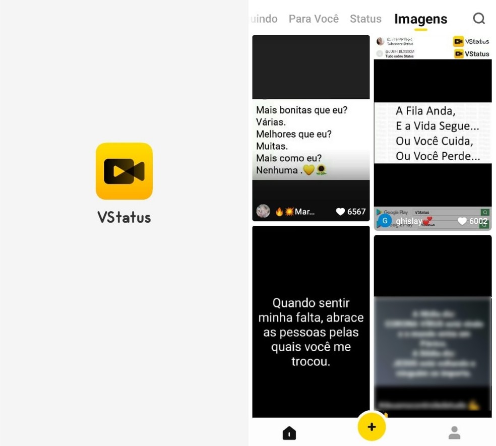 O VStatus permite criar status para o WhatsApp — Foto: Reprodução/Clara Fabro