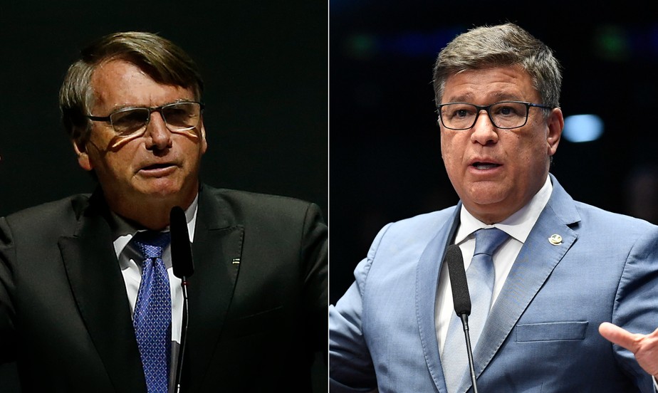 O presidente Jair Bolsonaro (à esq.) e o senador Carlos Viana (PL-MG), candidato ao governo de Minas