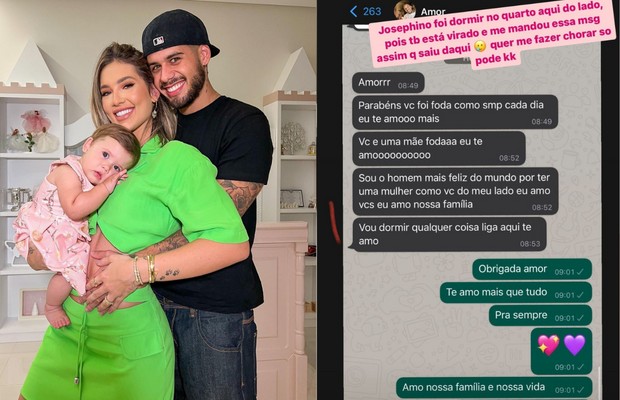 Virgínia Fonseca e Zé Felipe trocam mensagens após o parto de Maria Flor (Foto: Reprodução/Instagram)