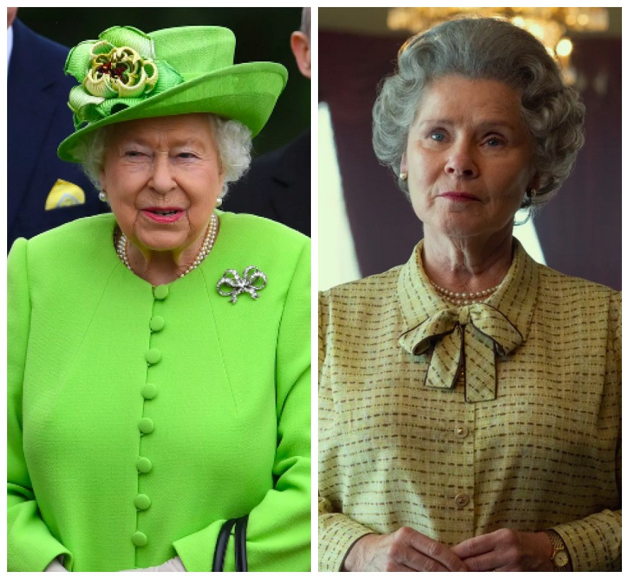 A Rainha Elizabeth II será interpretada pela atriz Imelda Staunton nas duas temporadas finais da série The Crown (Foto: Getty Images/Reprodução)