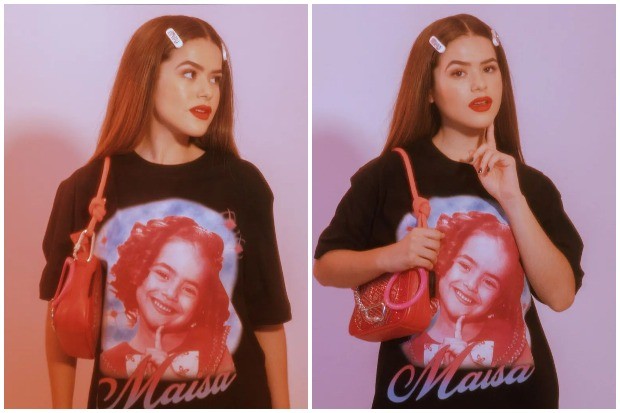 Maisa usa camiseta com rosto estampado em novo ensaio fotográfico (Foto: Foto: maykon/Fred Othero - Instagram/Reprodução)