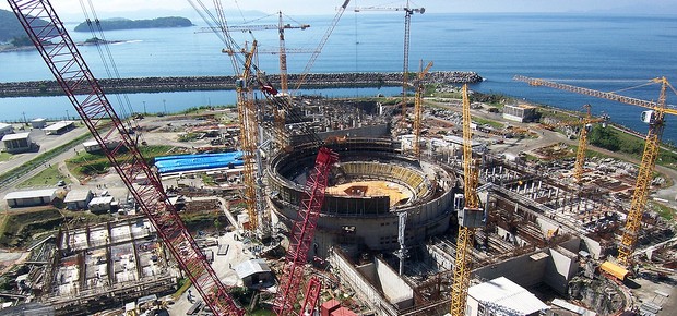 Obras de construção da usina nuclear de Angra 3 , em Angra dos Reis, no Rio de Janeiro. As investigações da nova fase da Operação Lava Jato podem atrasar as obras da usina (Foto: Agência Brasil)