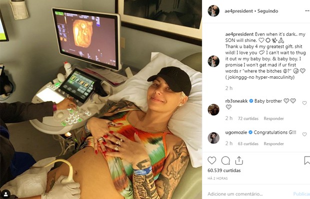 A.E. comemora gravidez da namorada, Amber Rose (Foto: Reprodução/Instagram)