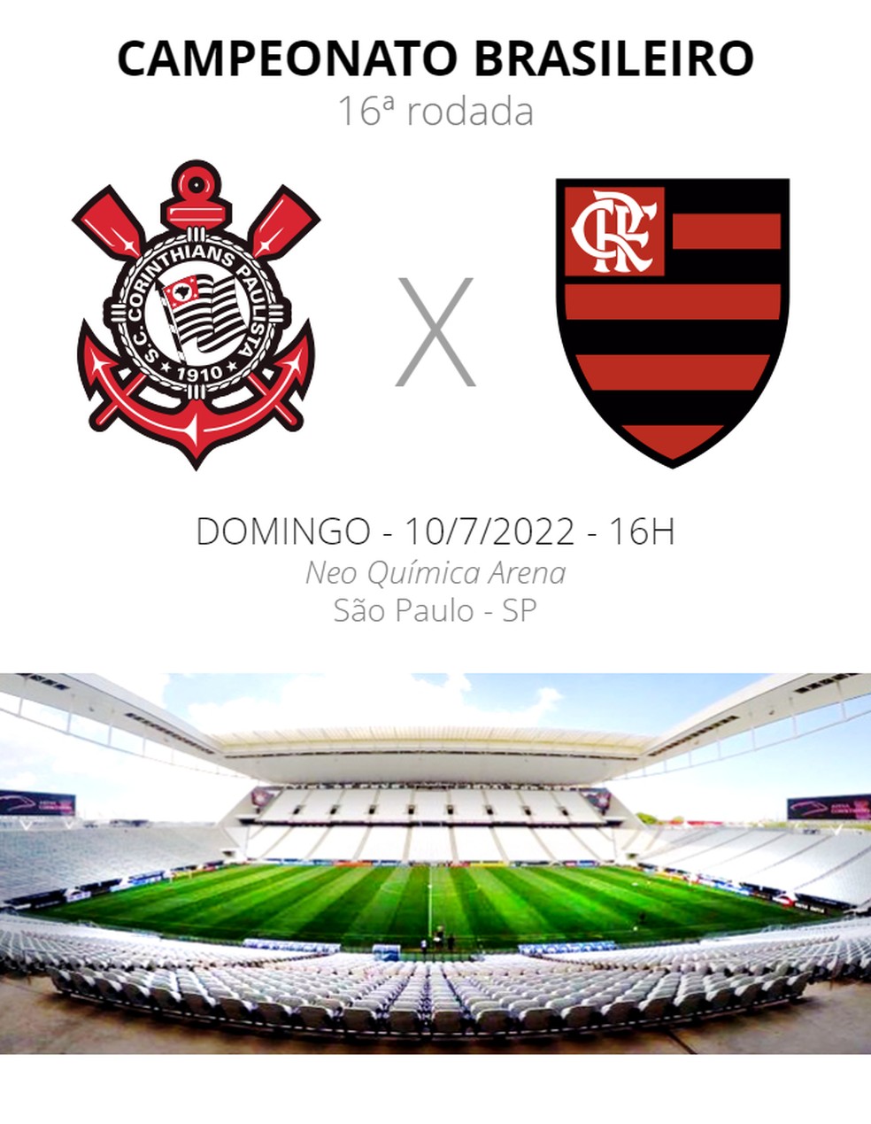 Ficha Corinthians x Flamengo Brasileirão — Foto: ge