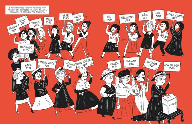 Ilustração do livro Mulheres na Luta: 150 anos em busca de liberdade, igualdade e sororidade, de Marta Breen & Jenny Jordahl (Cia das Letras) (Foto: Divulgação)