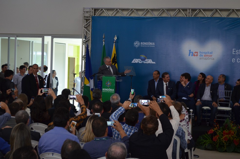 Temer fala durante discurso em Porto Velho (Foto: Jonatas Boni/G1)