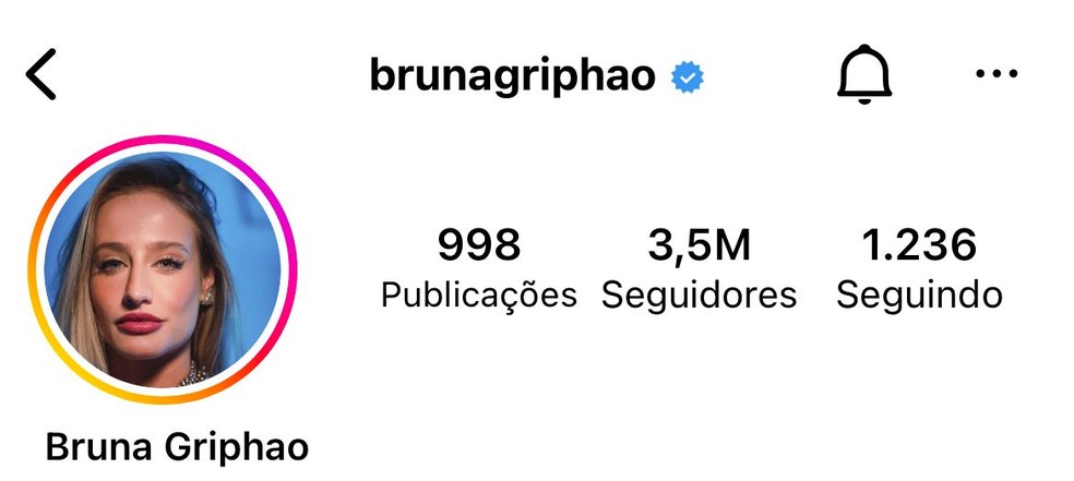 Bruna Griphao com novos seguidores — Foto: Reprodução / Instagram