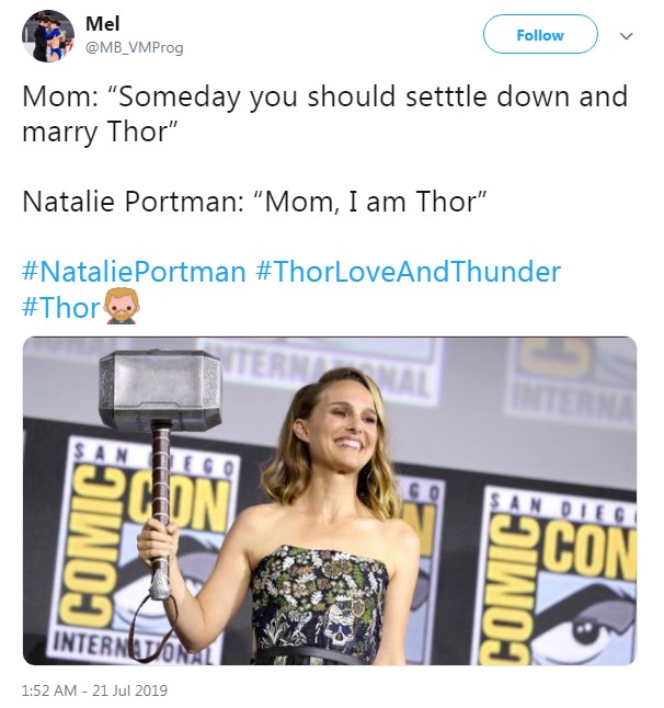 Fãs comemoram a escolha de Natalie Portman como nova Thor (Foto: Reprodução / Twitter)