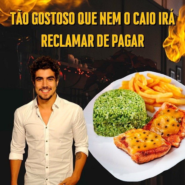 Restaurante faz promoção com imagem do Caio Castro (Foto: Reprodução / Instagram)