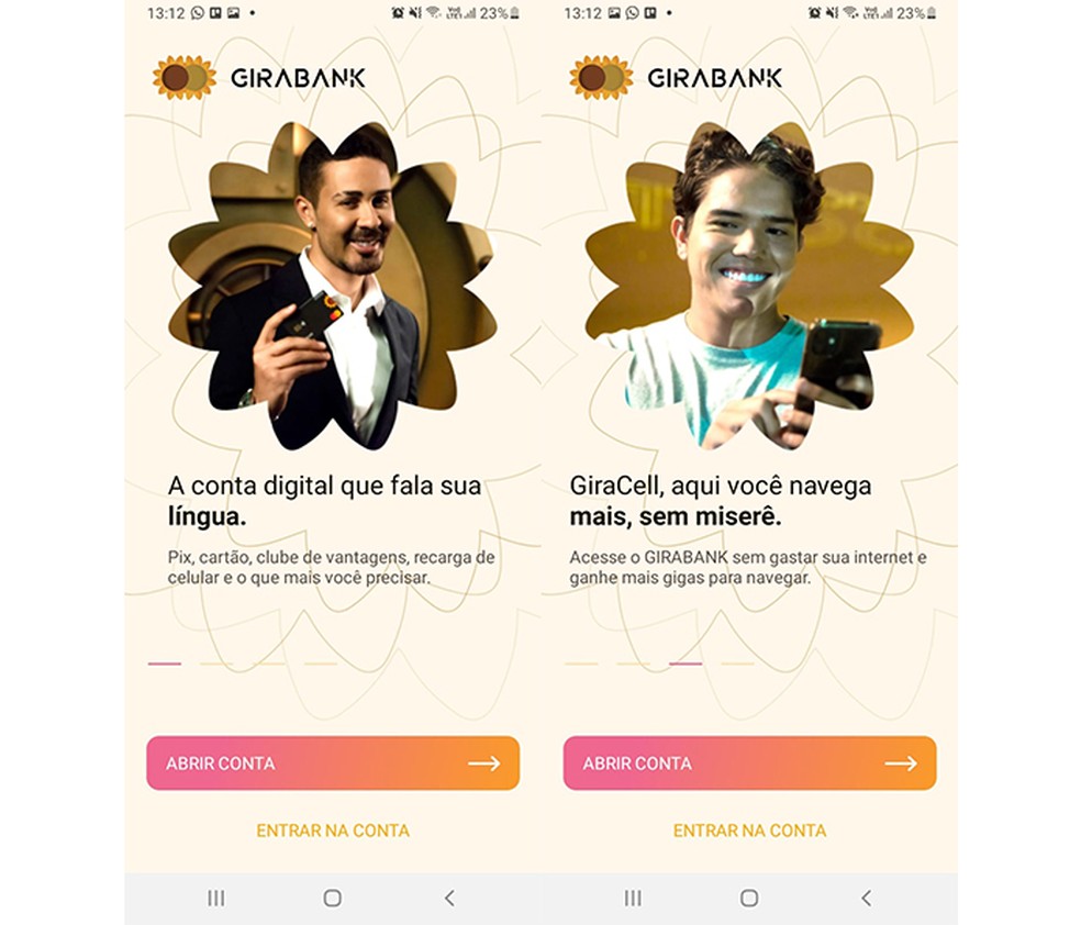 As transações e movimentações da conta são feitas no app GiraBank — Foto: Reprodução/Marcela Franco
