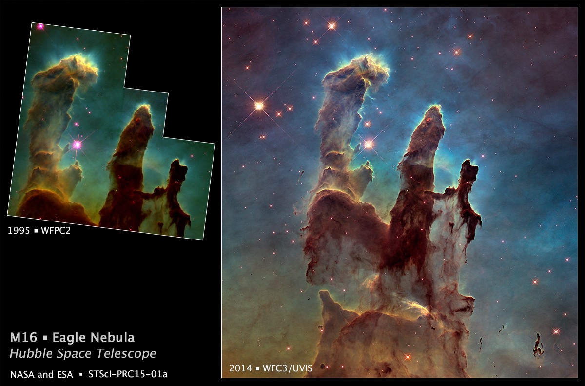 à esquerda a imagem antiga, e à direita a nova (Foto: NASA, ESA)