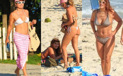 Flavia Alessandra e Giulia Costa aproveitam dia de praia juntas