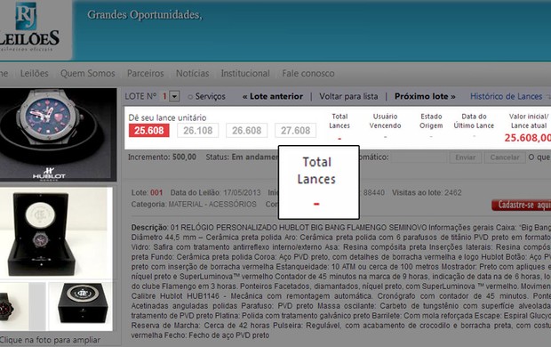 Após uma semana, leilão de relógios do Fla não recebe nenhum lance