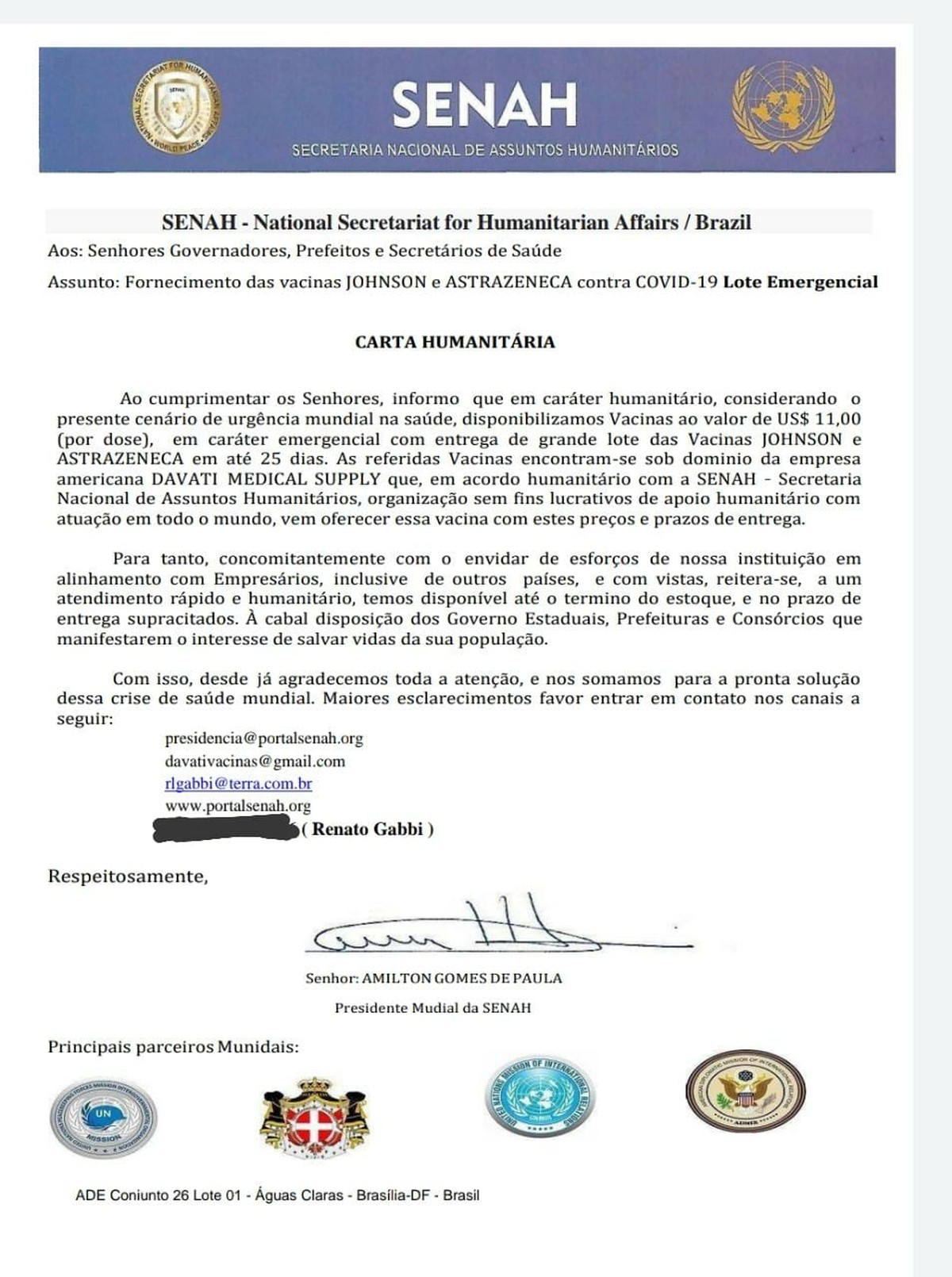 Organização evangélica com sede no DF, citada na CPI da Covid, ofereceu vacinas por US$ 11 para municípios - Vimarsana News