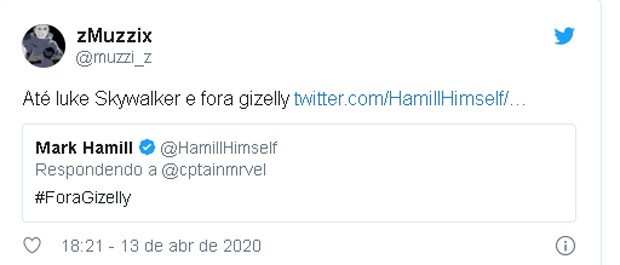 Mark Hamill comenta BBB 20: 'Fica Babu' e 'Fora Gizelly